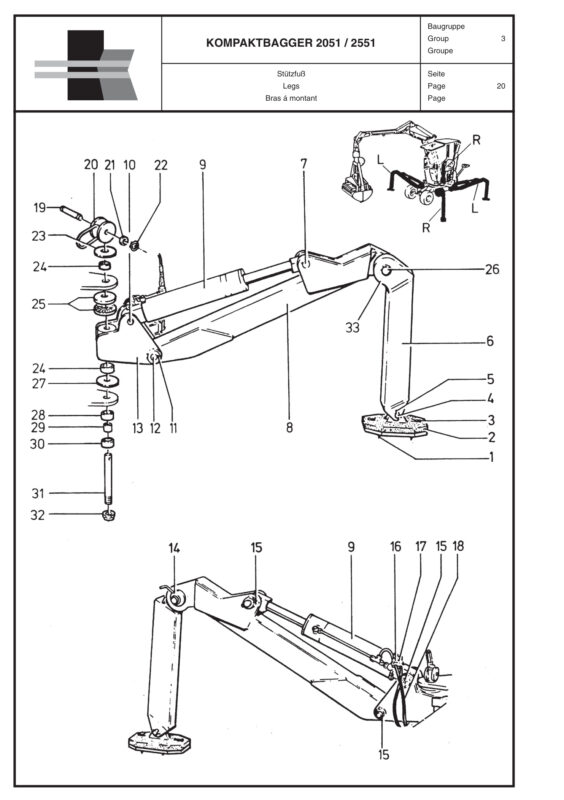 Plan Bras à montant pour Mini-Pelle Boki 2051/2551