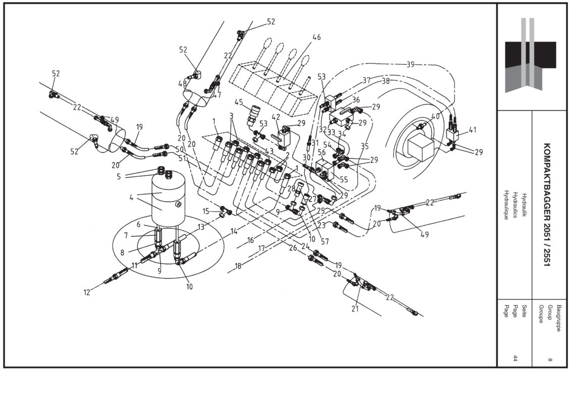 Plan Hydraulique 2 pour Mini-Pelle Boki 2051/2551