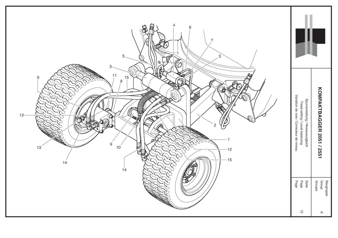 Plan Variation de voie / Correcteur de niveau pour Mini-Pelle Boki 2051/2551