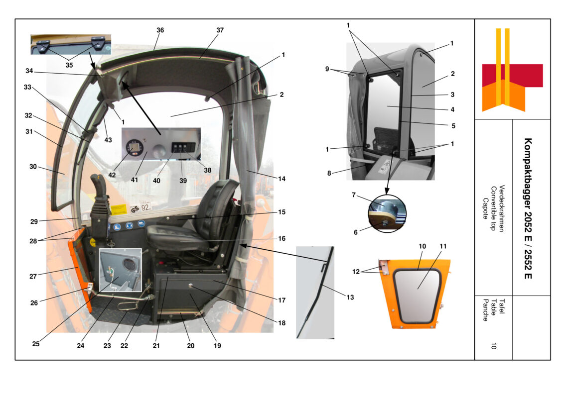 Plan Capote E pour Mini-Pelle Boki 2052 / 2552