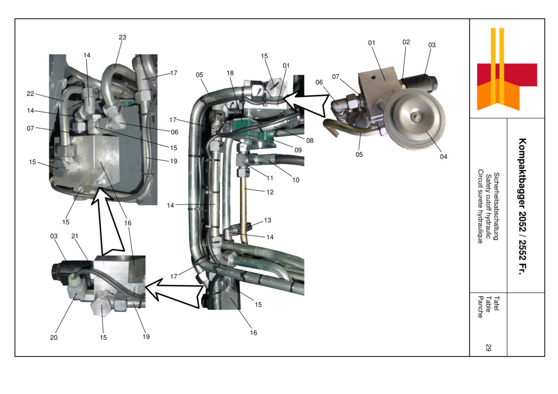 Plan Circuit surete hydraulique pour Mini-Pelle Boki 2052 / 2552