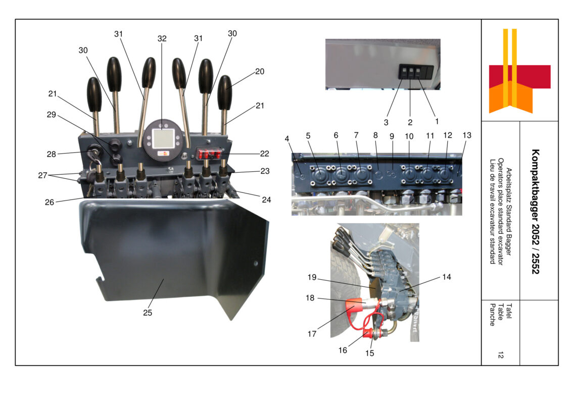 Lieu de travail excavateur standard
