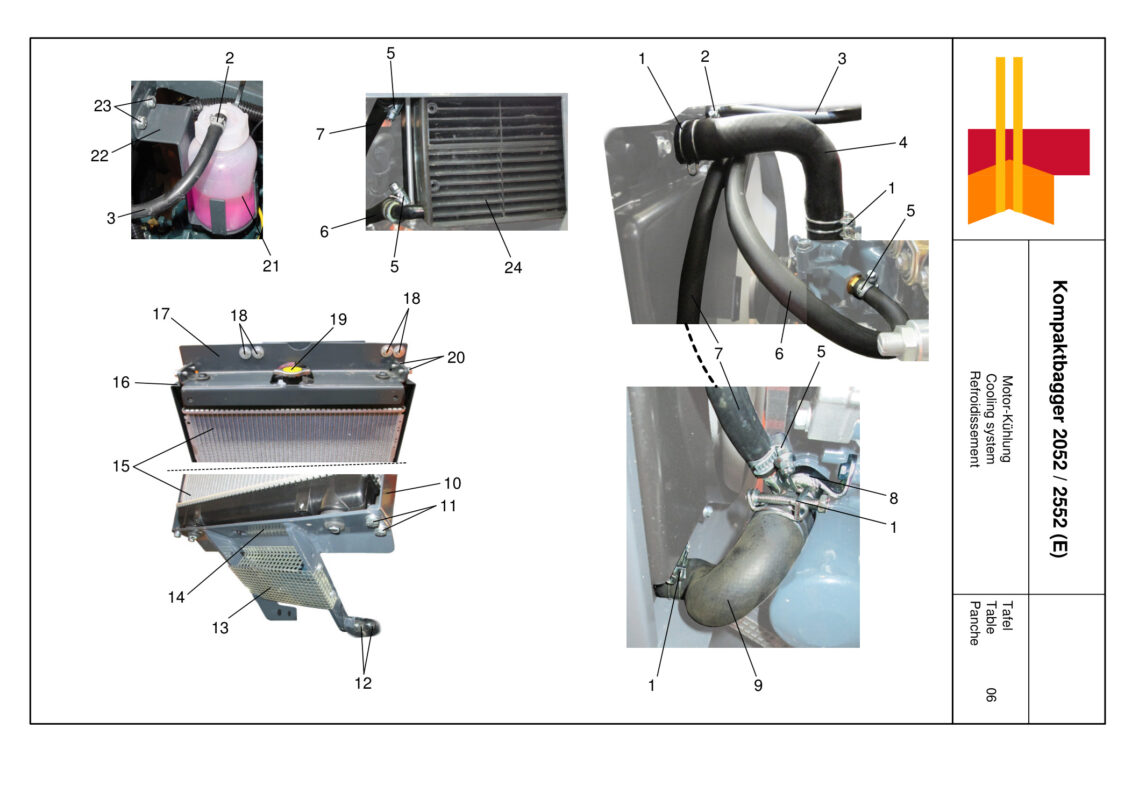 Plan Refroidissement pour Mini-Pelle Boki 2052 / 2552