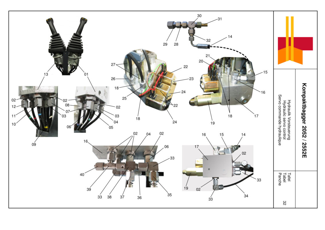 Plan Serco commande hydraulique E pour Mini-Pelle Boki 2052 / 2552